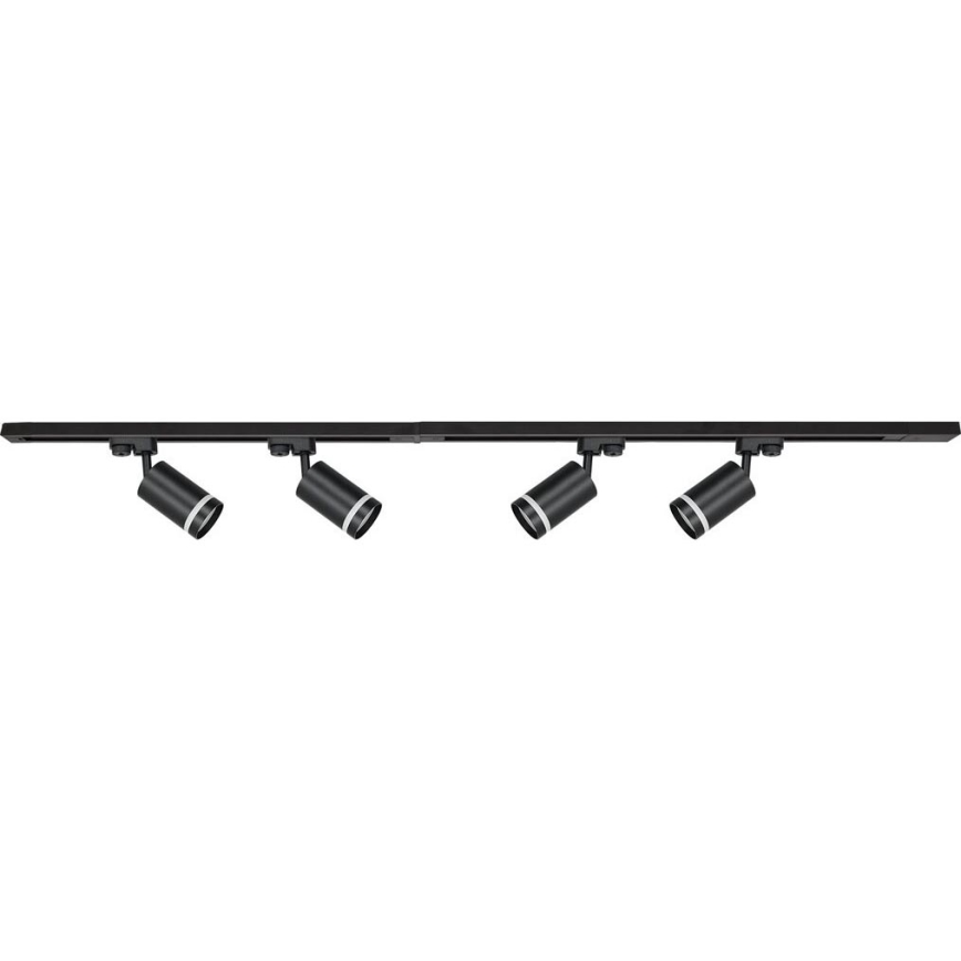 Foco em sistema de carril PIPE 4xGU10/10W/230V 2x1m preto