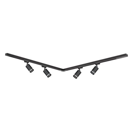 Foco em sistema de carril PIPE 4xGU10/10W/230V 2x1m preto