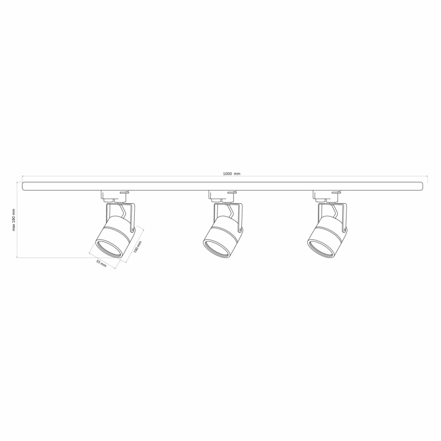 Foco em sistema de carril PRAHA 3xGU10/10W/230V preto