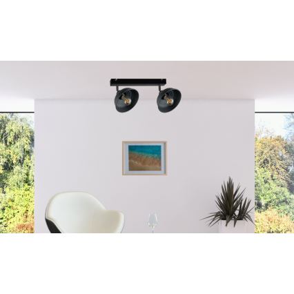 Foco FAUN 2xE27/60W/230V preto