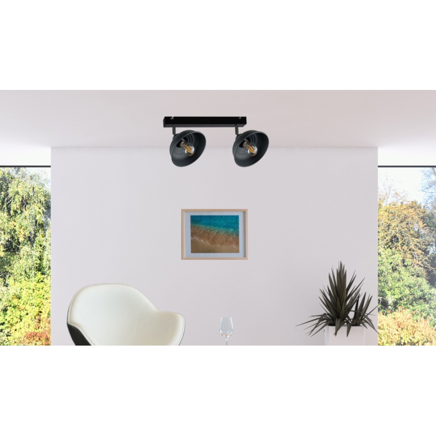 Foco FAUN 2xE27/60W/230V preto