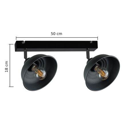 Foco FAUN 2xE27/60W/230V preto