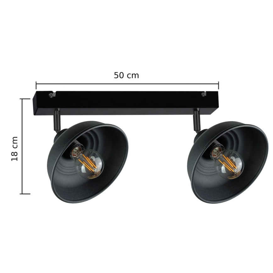 Foco FAUN 2xE27/60W/230V preto