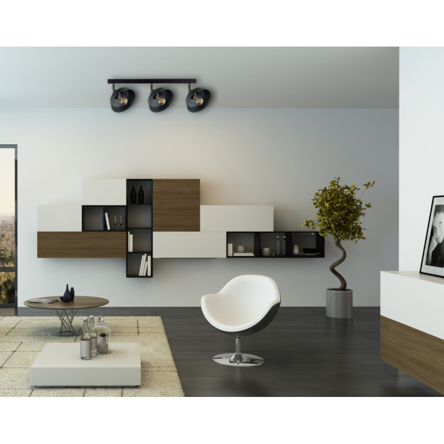 Foco FAUN 3xE27/60W/230V preto