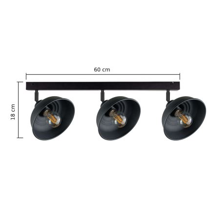 Foco FAUN 3xE27/60W/230V preto
