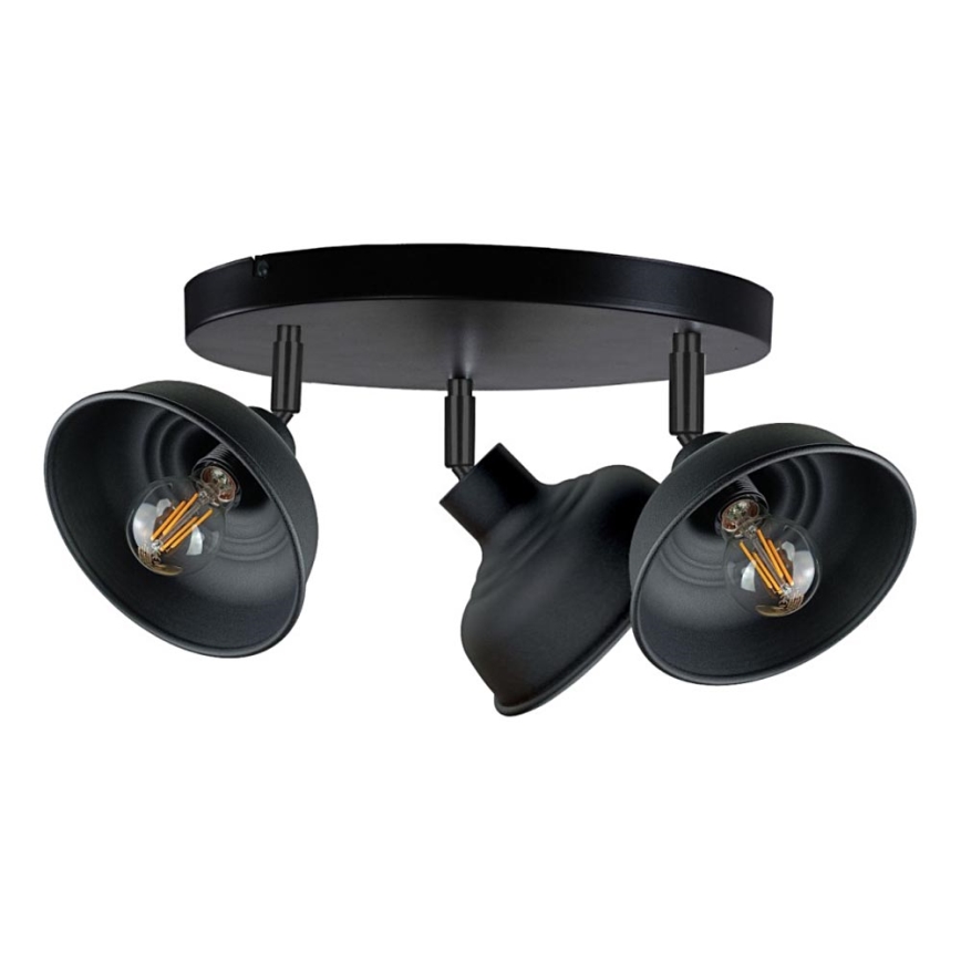 Foco FAUN 3xE27/60W/230V preto