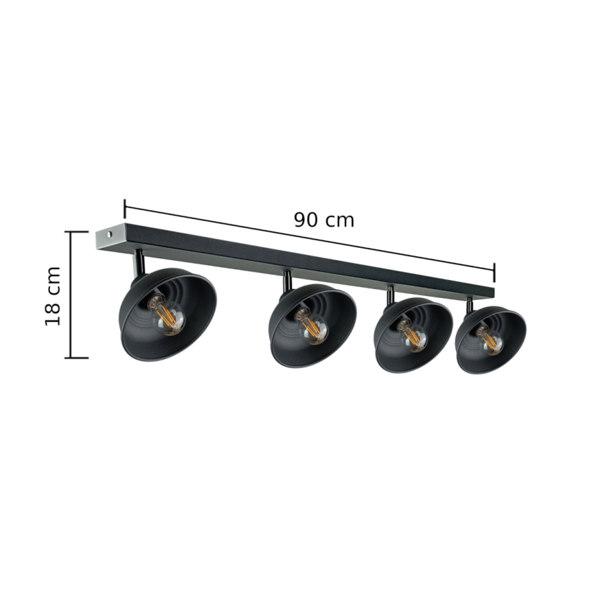 Foco FAUN 4xE27/60W/230V preto