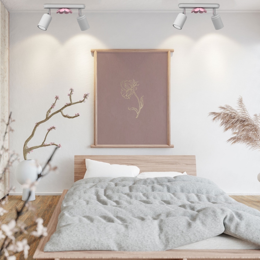 Foco FLOR 2xGU10/8W/230V branco