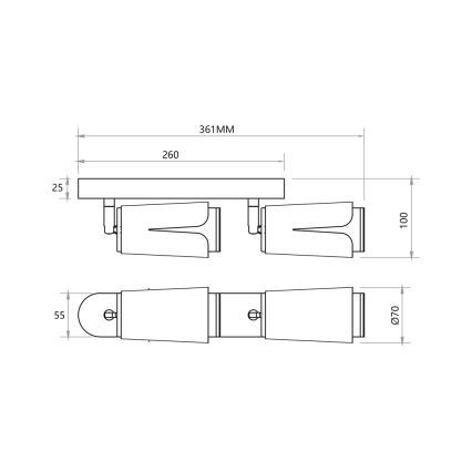 Foco FLOR 2xGU10/8W/230V preto