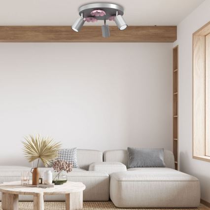 Foco FLOR 3xGU10/8W/230V cromado mate