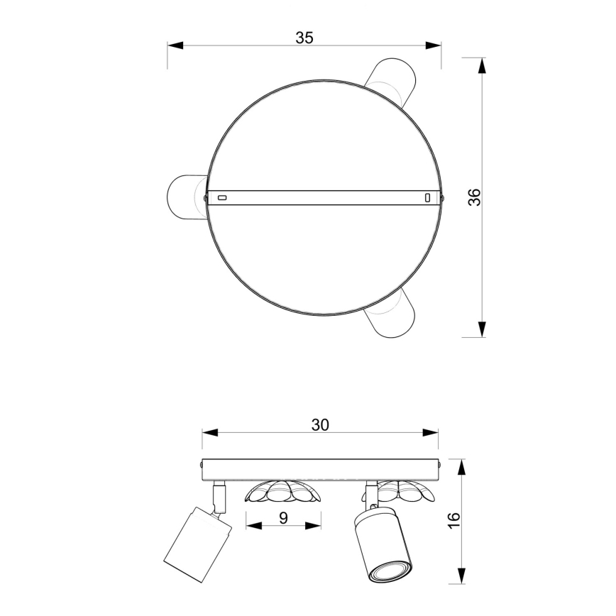 Foco FLOR 3xGU10/8W/230V cromado mate