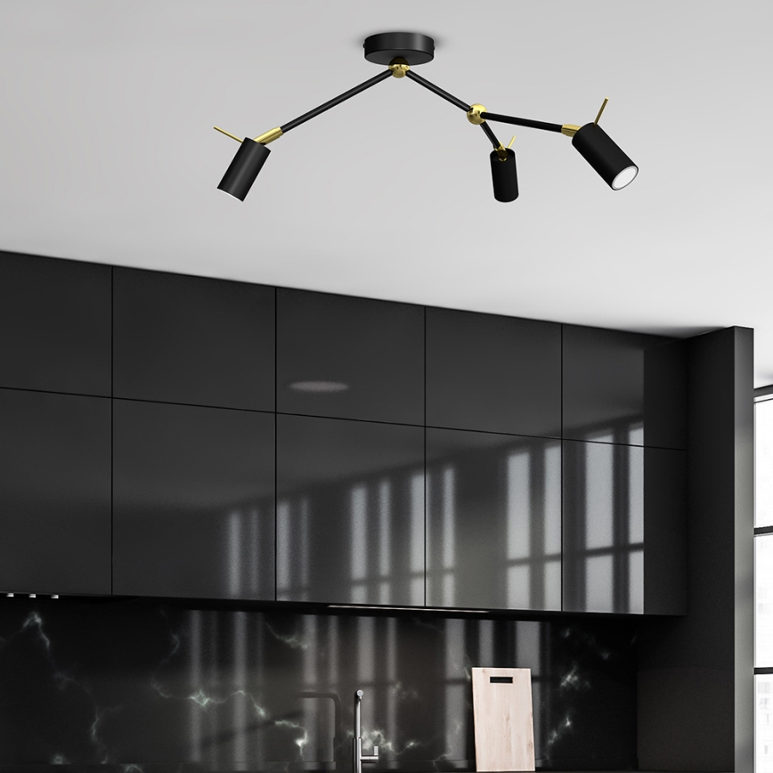 Foco IRIS 3xGU10/MR11/40W/230V preto/dourado