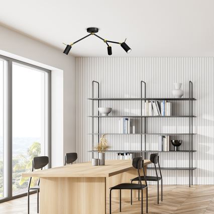 Foco IRIS 3xGU10/MR11/40W/230V preto/dourado