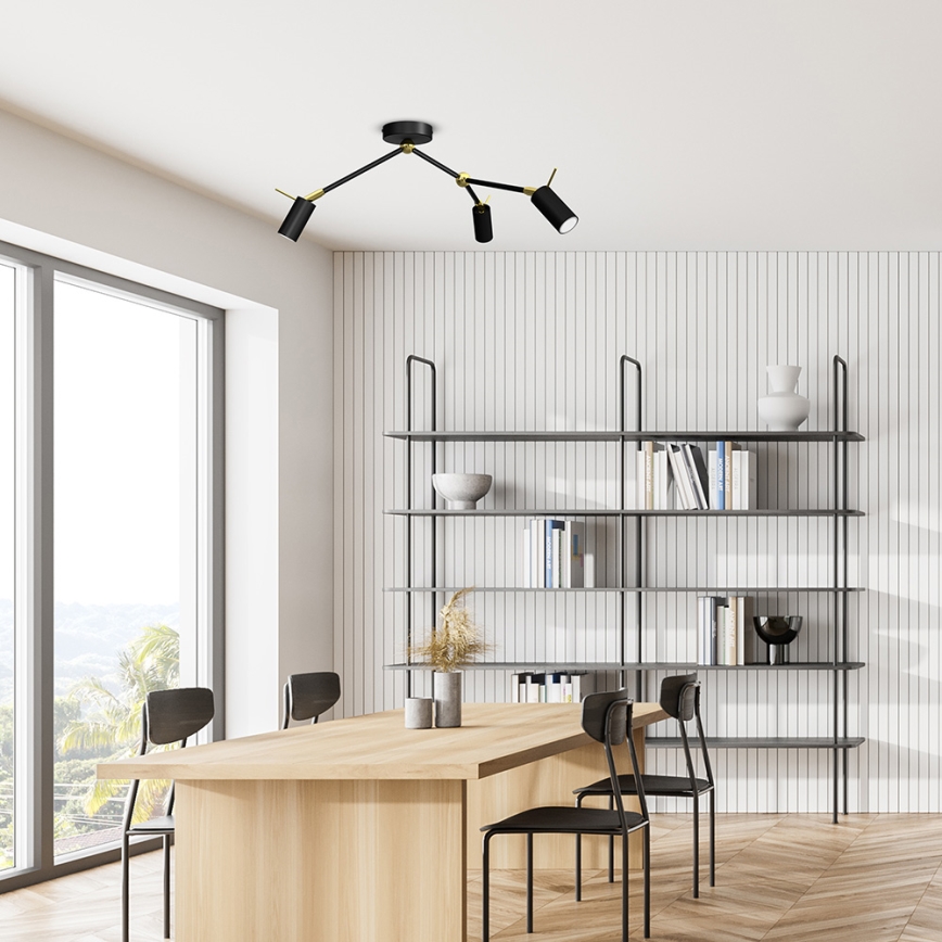 Foco IRIS 3xGU10/MR11/40W/230V preto/dourado
