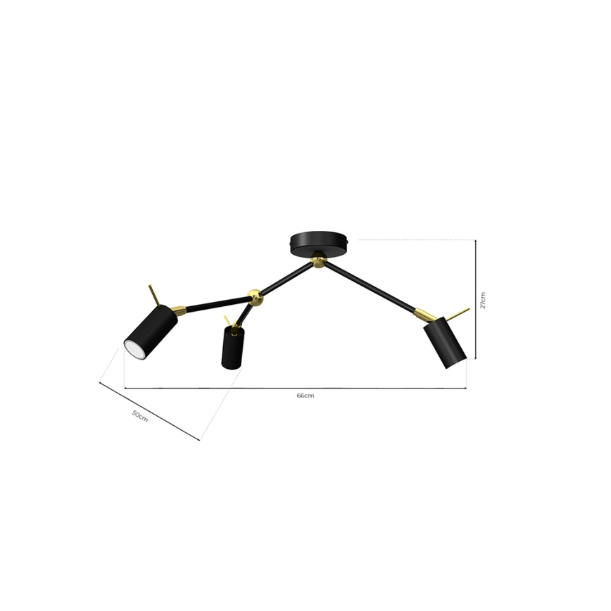 Foco IRIS 3xGU10/MR11/40W/230V preto/dourado