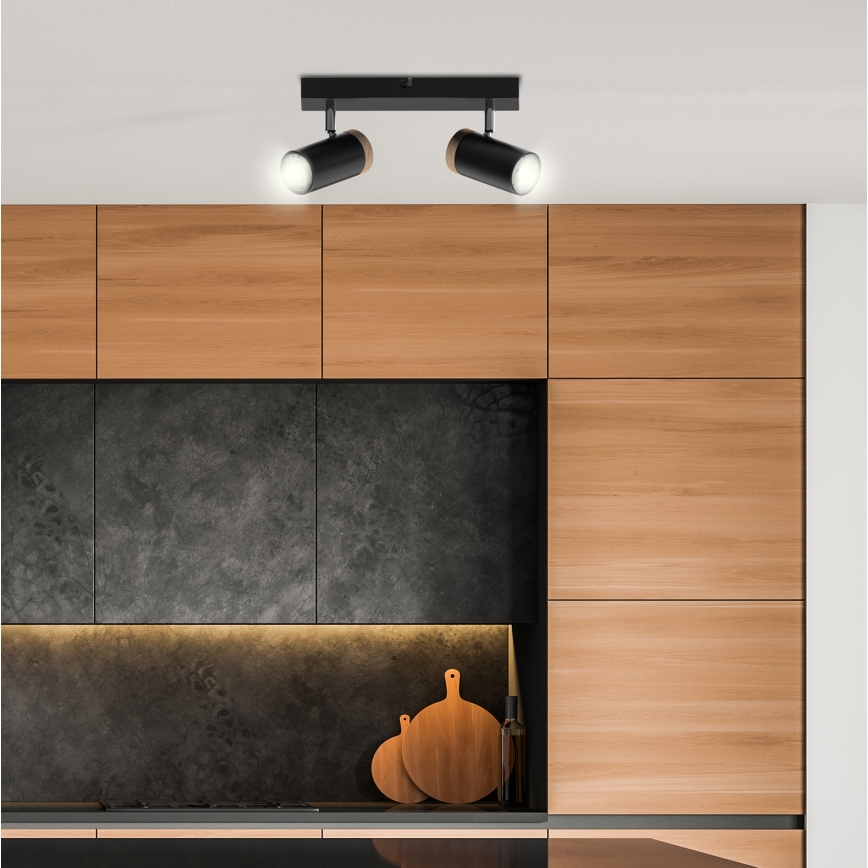 Foco LAGOS 2xGU10/15W/230V preto/castanho