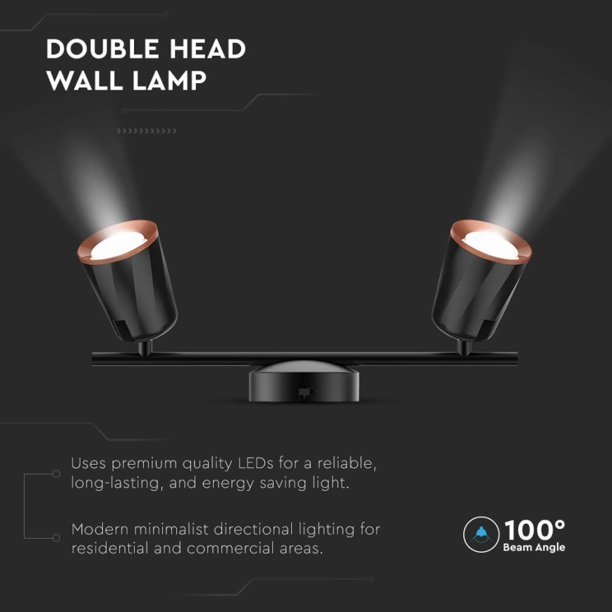 Foco LED 2xLED/5W/230V 3000K preto