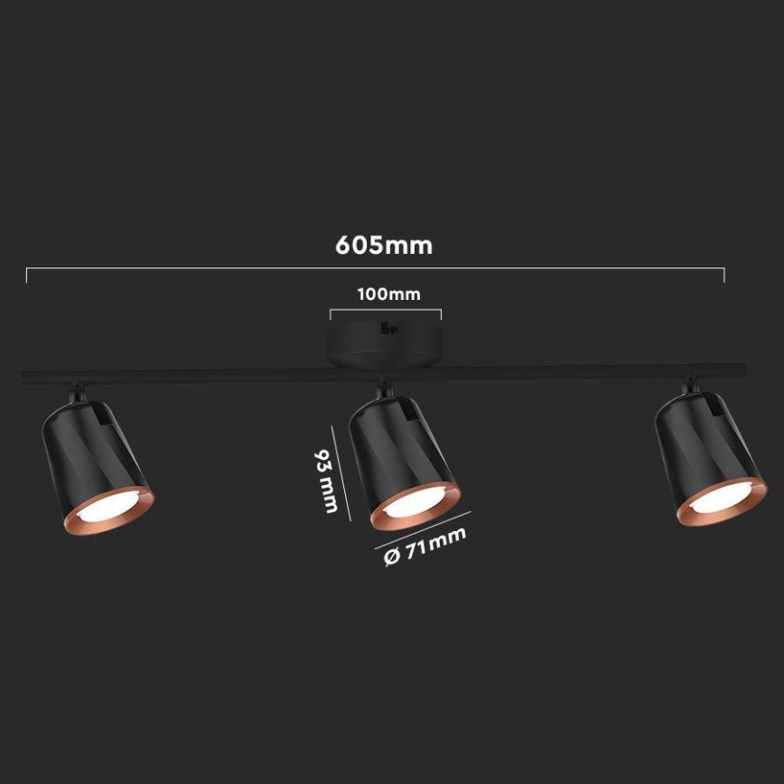 Foco LED 3xLED/5W/230V 3000K preto