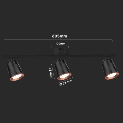 Foco LED 3xLED/5W/230V 4000K preto