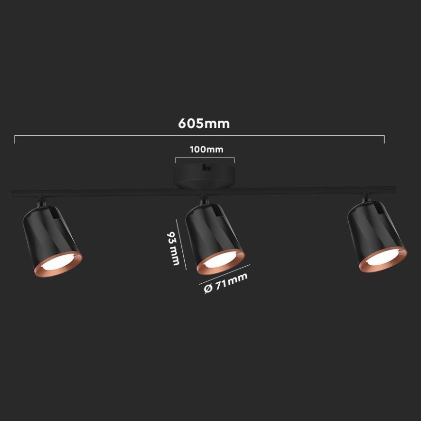 Foco LED 3xLED/5W/230V 4000K preto