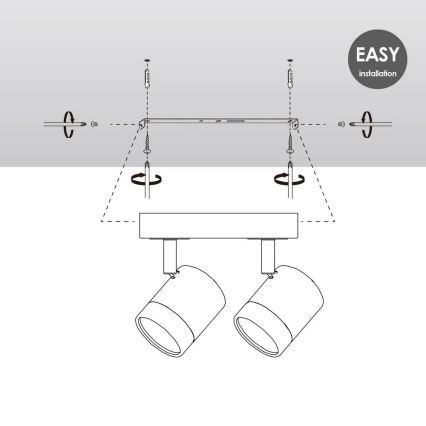 Foco LED com regulação de fluxo luminoso MANU 2xGU10/5,8W/230V branco