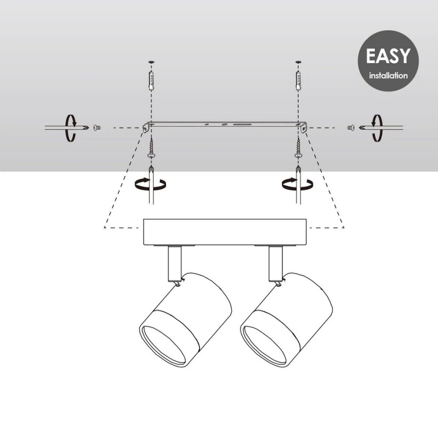 Foco LED com regulação de fluxo luminoso MANU 2xGU10/5,8W/230V branco