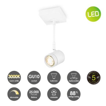 Foco LED com regulação MANU 1xGU10/5,8W/230V branco