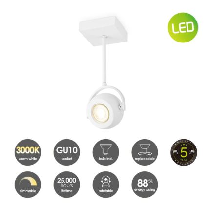 Foco LED com regulação NOP 1xGU10/5,8W/230V branco