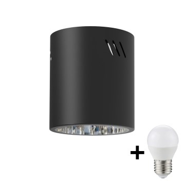 Foco LED GEORGE 1xE27/6W/230V diâmetro 11 cm preto