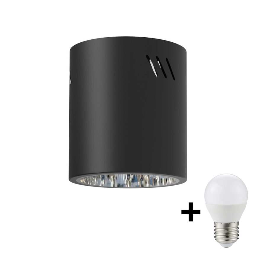 Foco LED GEORGE 1xE27/6W/230V diâmetro 11 cm preto