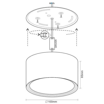 Foco LED LED/12W/230V 4000K diâmetro 10 cm preto