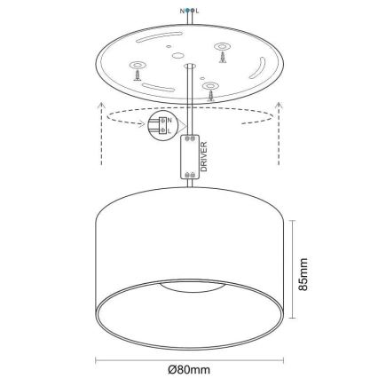 Foco LED LED/12W/230V 4000K diâmetro 8 cm branco