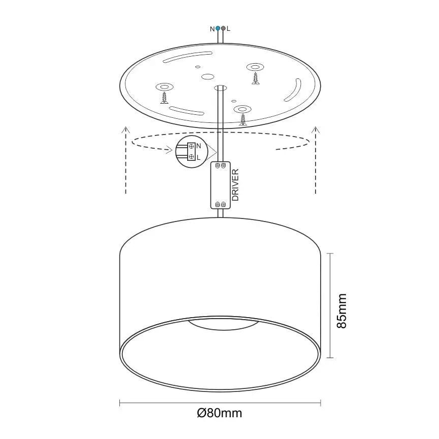 Foco LED LED/12W/230V 4000K diâmetro 8 cm branco