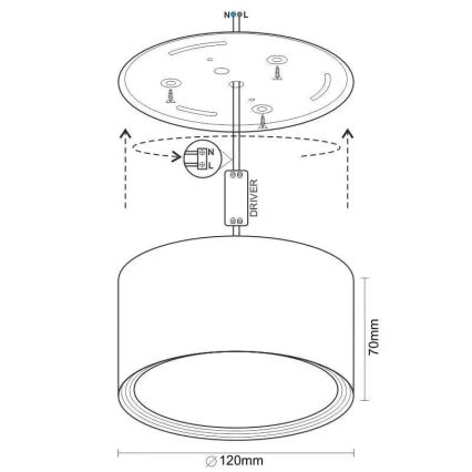 Foco LED LED/14W/230V 4000K diâmetro 12 cm preto