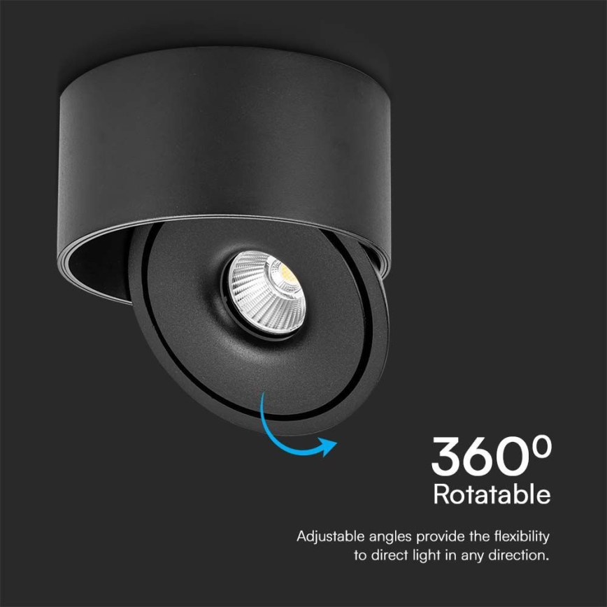 LED Flexível foco LED/20W/230V 3000/4000/6400K CRI 90 preto