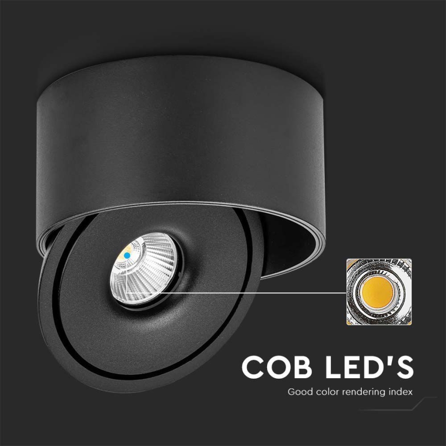 LED Flexível foco LED/20W/230V 3000/4000/6400K CRI 90 preto