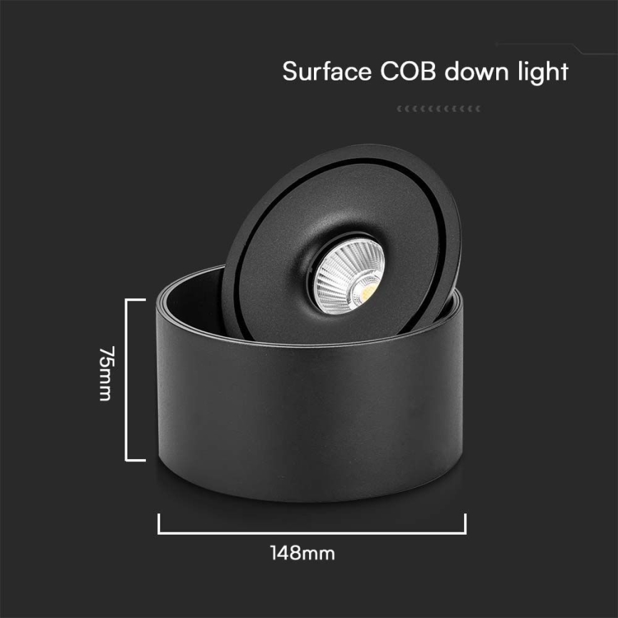 LED Flexível foco LED/20W/230V 3000/4000/6400K CRI 90 preto
