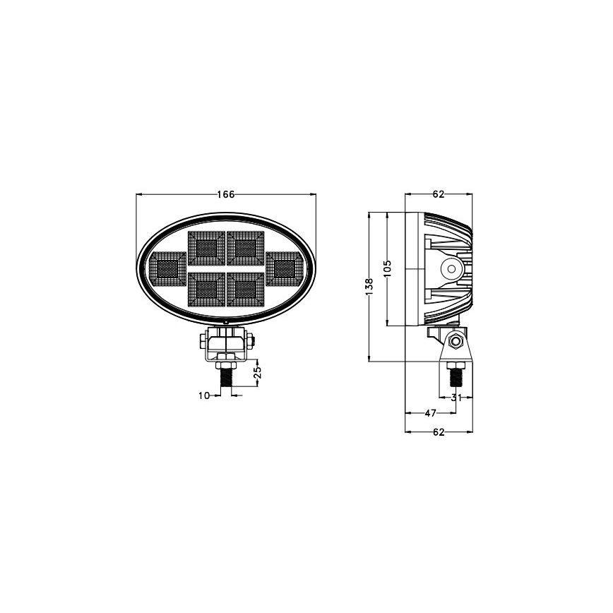 Foco LED para carro BLACK LED/150W/10-30V IP69 5700K oval