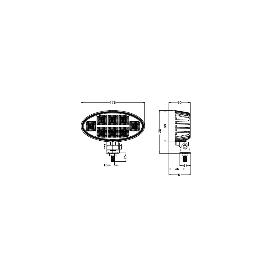 Foco LED para carro BLACK LED/160W/10-30V IP69 5700K oval