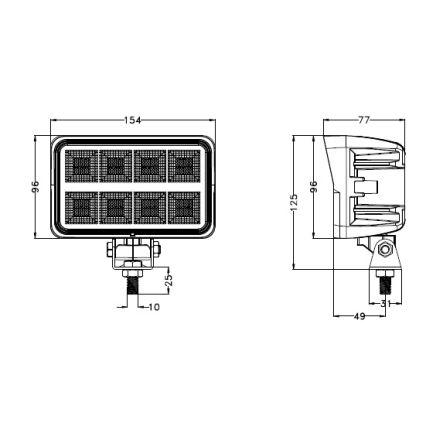 Foco LED para carro BLACK LED/160W/10-30V IP69 5700K retangular