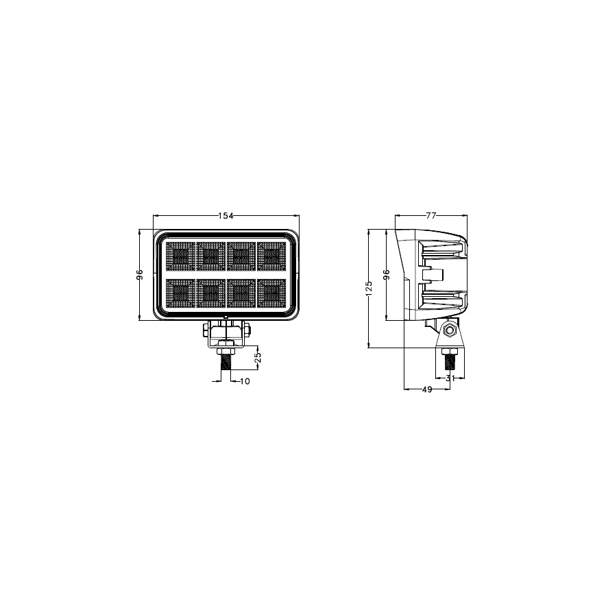 Foco LED para carro BLACK LED/160W/10-30V IP69 5700K retangular