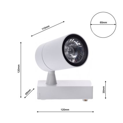 Foco LED para sistema de carril TRACK LIGHT LED/7W/230V 4000K branco