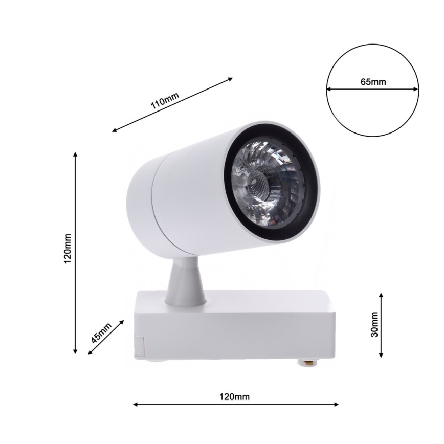 Foco LED para sistema de carril TRACK LIGHT LED/7W/230V 4000K branco