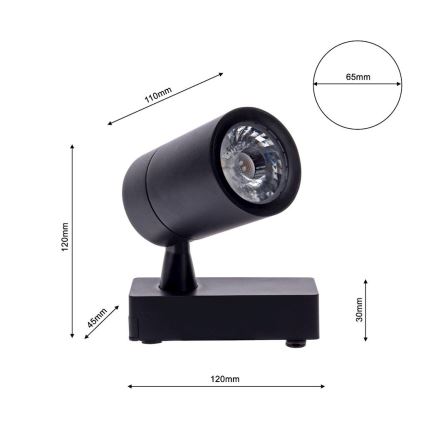 Foco LED para sistema de carril TRACK LIGHT LED/7W/230V 4000K preto