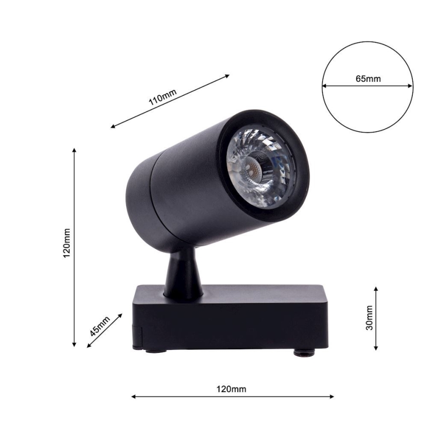 Foco LED para sistema de carril TRACK LIGHT LED/7W/230V 4000K preto