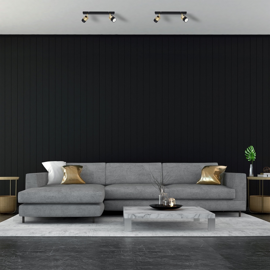 Foco LED TUBSSON 2xGU10/4,8W/230V preto/dourada
