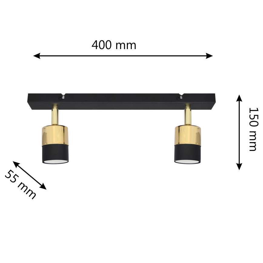Foco LED TUBSSON 2xGU10/4,8W/230V preto/dourada