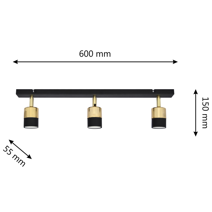Foco LED TUBSSON 3xGU10/4,8W/230V preto/dourada