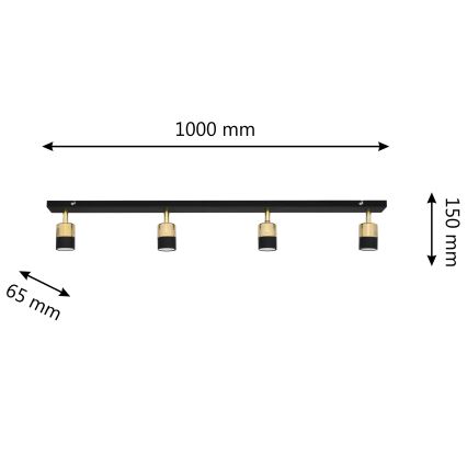 Foco LED TUBSSON 4xGU10/4,8W/230V preto/dourada
