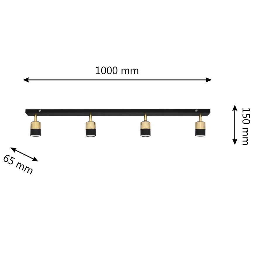 Foco LED TUBSSON 4xGU10/4,8W/230V preto/dourada